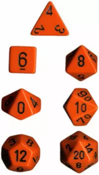 Аксессуары Chessex Chessex Dice Set: Opaque Orange w/Black (7)