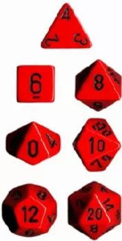 Аксессуары Chessex Chessex Dice Set: Opaque Red w/Black (7)
