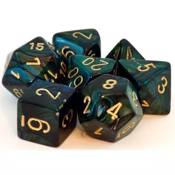 Аксессуары Chessex Chessex Dice Set: Scarab Jade w/Gold (7)