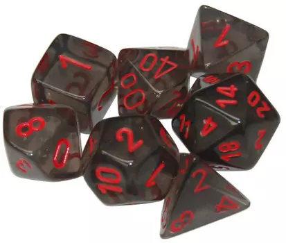 Аксессуары Chessex Chessex Dice Set: Translucent Smoke/Red (7)