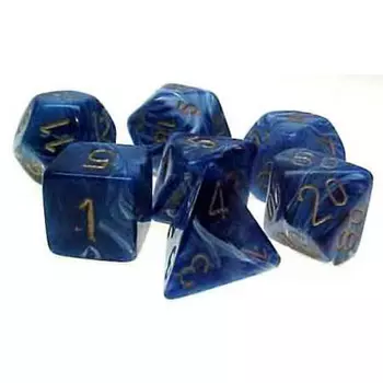 Аксессуары Chessex Chessex Dice Set: Vortex Blue w/Gold (7)