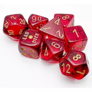 Аксессуары Chessex Chessex Lab Polyhedral Dice Set: Translucent - Crimson/Gold (8)