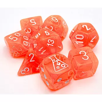 Аксессуары Chessex Chessex Lab Polyhedral Dice Set: Translucent - Neon Orange/White (8)