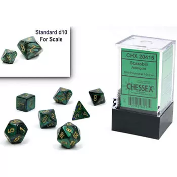 Аксессуары Chessex Chessex Mini Dice Set: Scarab - Jade w/ Gold (7)