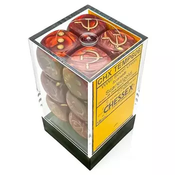 Аксессуары Chessex WW2 16mm d6 Set: Soviet - Scarab Scarlet w/ Gold (12)