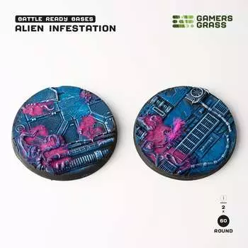 Аксессуары Gamers Grass Battle Ready Bases: Alien Infestation - Round 60mm (2)