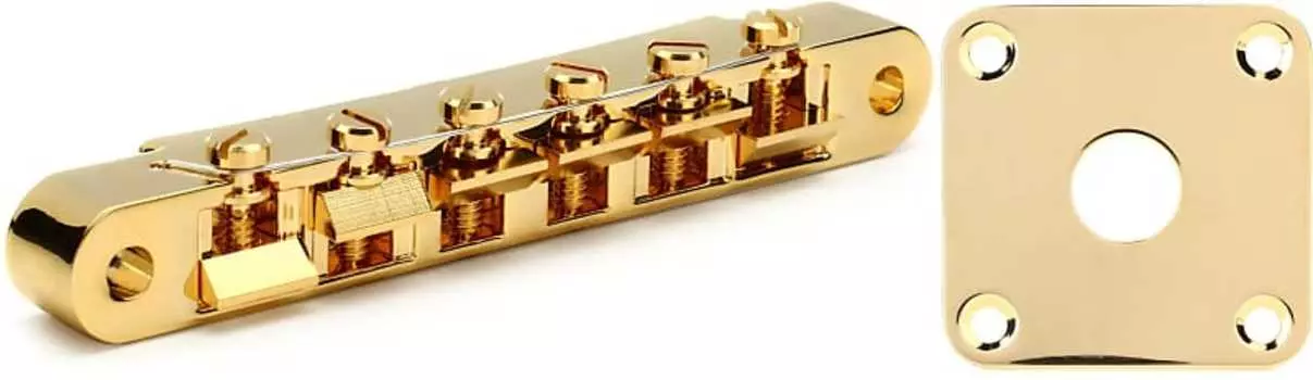 Аксессуары Gibson ABR-1 Tune-O-Matic Bridge с полной сборкой - золотой комплект с металлическими принадлежностями Gibson для Les Paul - золото Gibson Accessories PBBR-020=1 PRJP-020=1
