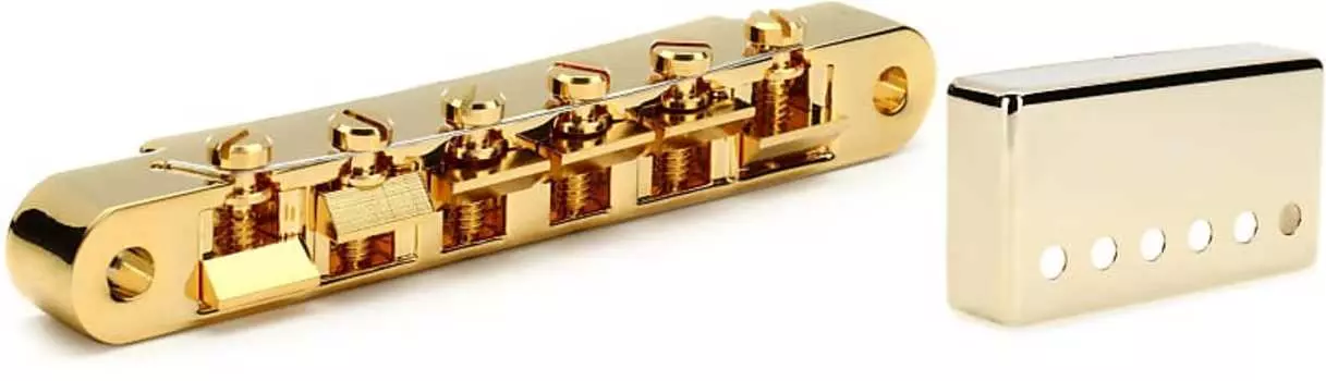 Аксессуары Gibson ABR-1 Tune-O-Matic Bridge w/Full Assembly - Золотой комплект с аксессуарами Gibson Позиция бриджа Крышка хамбакера - Золото Gibson Accessories PBBR-020=1 PRPC-025=1
