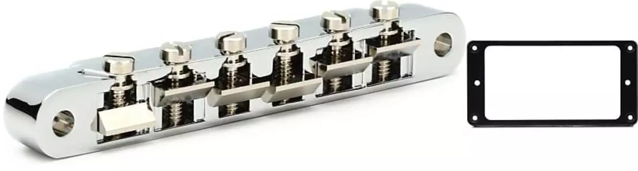 Аксессуары Gibson Бридж ABR-1 Tune-O-Matic в полной сборке - хромированный комплект с креплением для крепления звукоснимателя на грифе аксессуаров Gibson - черный Gibson Accessories PBBR-010=1 PRPR-010=1