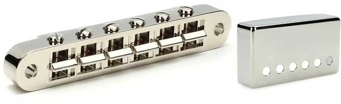 Аксессуары Gibson Бридж Nashville Tune-O-Matic с полной сборкой - Никелевый комплект с аксессуарами Gibson Положение грифа Крышка хамбакера - Никель Gibson Accessories PBBR-045=1 PRPC-030=1