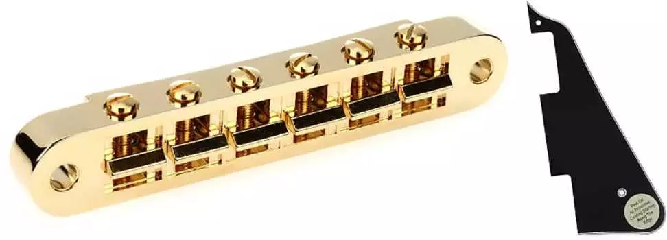 Аксессуары Gibson Бридж Nashville Tune-O-Matic с полной сборкой — золотой комплект с аксессуарами Gibson Custom Pickguard Les Paul — черный Gibson Accessories PBBR-040=1 PRPG-020=1