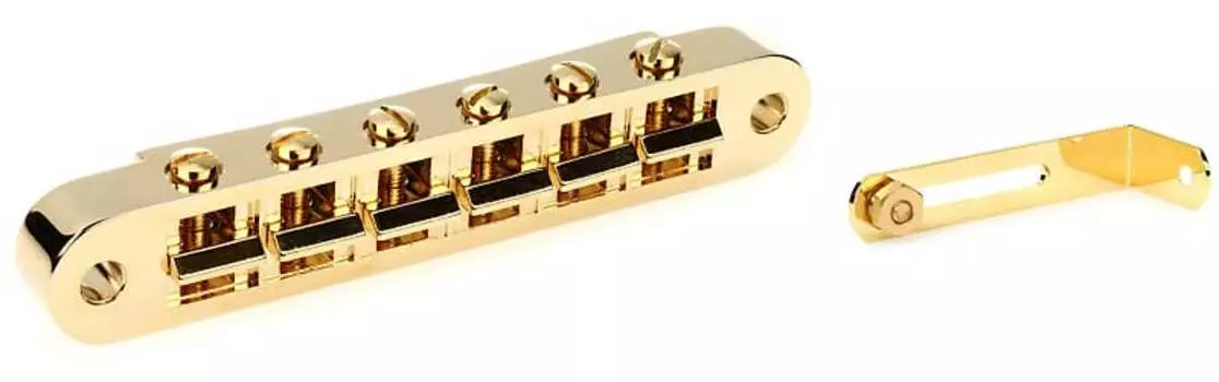 Аксессуары Gibson Nashville Tune-O-Matic Bridge с полной сборкой - золотой комплект с аксессуарами Gibson Монтажный кронштейн накладки для Les Paul - золотой Gibson Accessories PBBR-040=1 PRPB-010=1