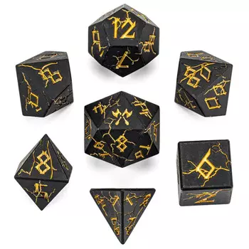 Аксессуары Hymgho Premium Gaming Metal Barbarian Dice Set: Matte Black w/ Gold (7)