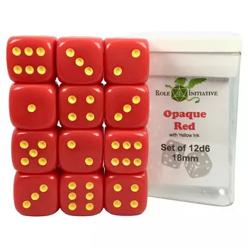 Аксессуары Role 4 Initiative 18mm d6 Cube: Opaque - Red w/ Yellow Pips (12)