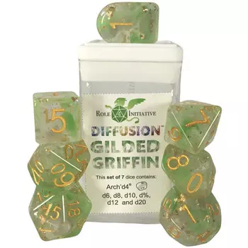 Аксессуары Role 4 Initiative R4I Dice w/ Arch'd4: Diffusion - Gilded Griffin (7)