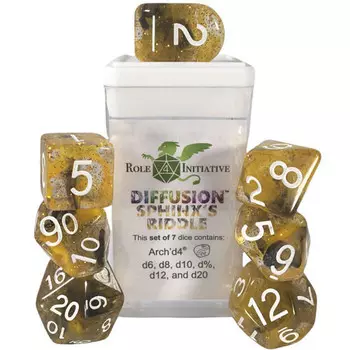 Аксессуары Role 4 Initiative R4I Dice w/ Arch'd4: Diffusion - Sphinx's Riddle w/ White (7)