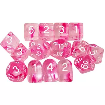 Аксессуары Role 4 Initiative R4I Dice w/ Arch'd4: Diffusion - Cherry Blossom w/ White (15)