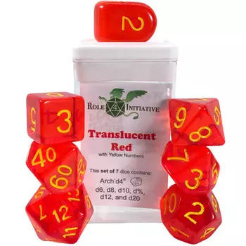 Аксессуары Role 4 Initiative R4I Dice w/Arch'd4: Translucent - Red w/Yellow (7)