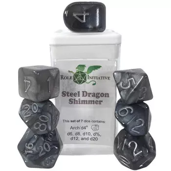 Аксессуары Role 4 Initiative R4I Dice w/Arch'd4: Steel Dragon Shimmer (7)