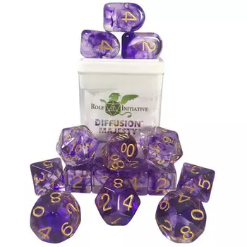 Аксессуары Role 4 Initiative R4I Dice w/ Arch'd4: Diffusion - Majesty w/ Metallic Gold (15)
