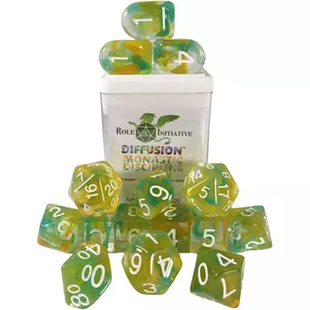 Аксессуары Role 4 Initiative R4I Dice w/ Arch'd4: Diffusion - Monastic Discipline w/ White (15)