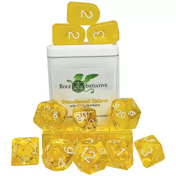 Аксессуары Role 4 Initiative R4I Dice w/ Arch'd4: Translucent - Yellow w/ White (15)