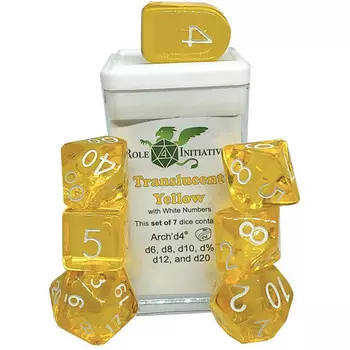 Аксессуары Role 4 Initiative R4I Dice w/ Arch'd4: Translucent - Yellow w/ White (7)