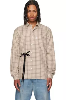 эксклюзивная бежевая хлопковая рубашка Ssense Abra, цвет checked