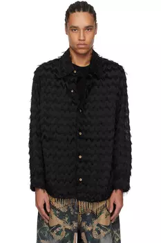 эксклюзивная длинная рубашка Ssense в стиле "черная птица" с лохматым эффектом Andersson Bell, черный