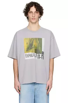 эксклюзивная серая хлопковая оверсайз футболка с принтом от Ssense Jean Paul Gaultier, мультиколор
