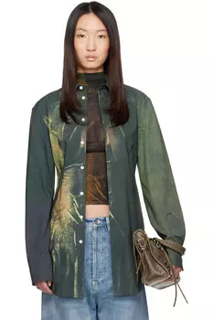 эксклюзивная зеленая рубашка с кислотным принтом Ssense Jean Paul Gaultier, мультиколор