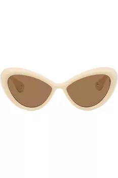 эксклюзивные бежевые солнцезащитные очки «The Parisian Cat» от Ssense Jean Paul Gaultier, экрю