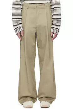 эксклюзивные брюки из твила бежевого оттенка от Ssense System, цвет sg