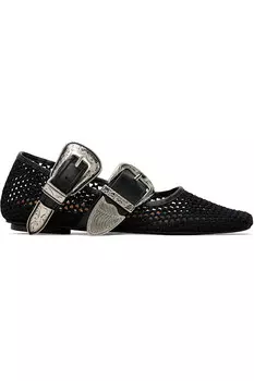 эксклюзивные черные балетки с ажурной сеткой Ssense Jet Ballerina Toga Pulla, черный