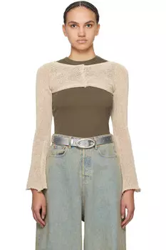 эксклюзивный бежевый болеро-кардиган Ssense Open Yy, бежевый