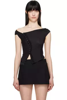 эксклюзивный черный топ с вышивкой крестиком Ssense Hyein Seo, черный