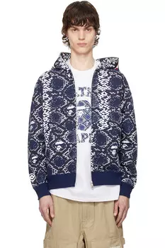 эксклюзивный худи с голубой акулой Ssense Bape, синий