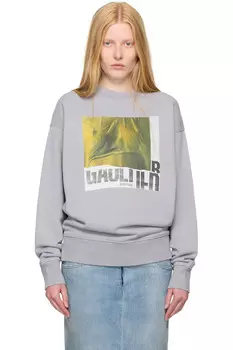 эксклюзивный серый хлопковый свитшот с водяным принтом Ssense Jean Paul Gaultier, серый