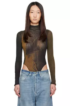 эксклюзивный зеленый боди с высоким воротником и кислотным принтом Ssense Jean Paul Gaultier, мультиколор