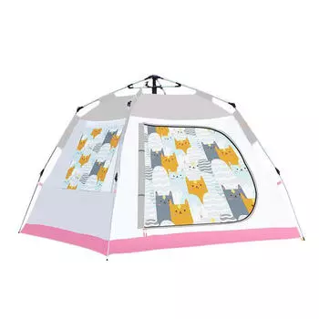 AXZ Explorer семейная уличная палатка для кемпинга портативная палатка с принтом розовая кошка Xiaobao 3-4 человека