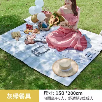 AXZaotu весенний коврик для пикника, влагостойкий коврик, утолщенный водонепроницаемый портативный серый, зеленый, посуда 150*200 см