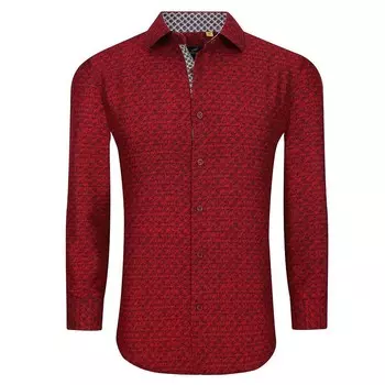 Azaro Uomo Для мужчин приталенный крой, эластичный в четырех направлениях, с длинными рукавами и геометрическим рисунком, на пуговицах, цвет Burgundy