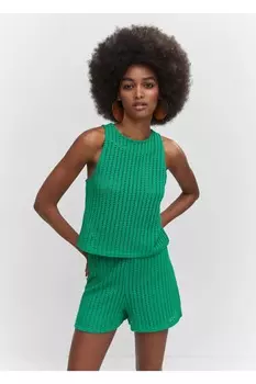 Ажурная блузка Mango, зеленый