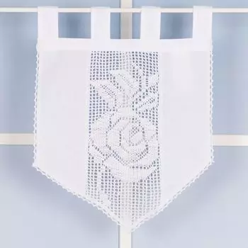 Ажурная штора крючком Panneaux Rose с треугольным концом и туннелем белая 40х125см HOSSNER, белый