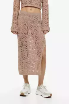 Ажурная трикотажная юбка H&M, бежевый