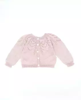 Ажурная вязаная кофта на девочку на пуговицах Fina Ejerique, розовый