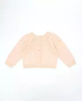 Ажурная вязаная кофточка для девочки на пуговицах Fina Ejerique, розовый