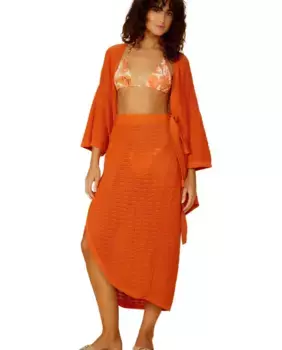 Ажурная вязаная пляжная юбка с узлом Blueman, оранжевый