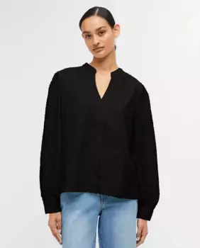 Ажурная женская рубашка с длинными рукавами Object, черный