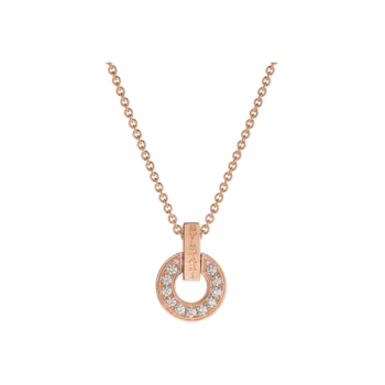 Ажурное колье из розового золота с бриллиантовым паве на подвеске Bulgari